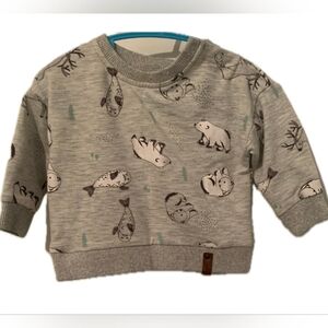 Charming Gray Kids Sweatshirt with Animal Prints